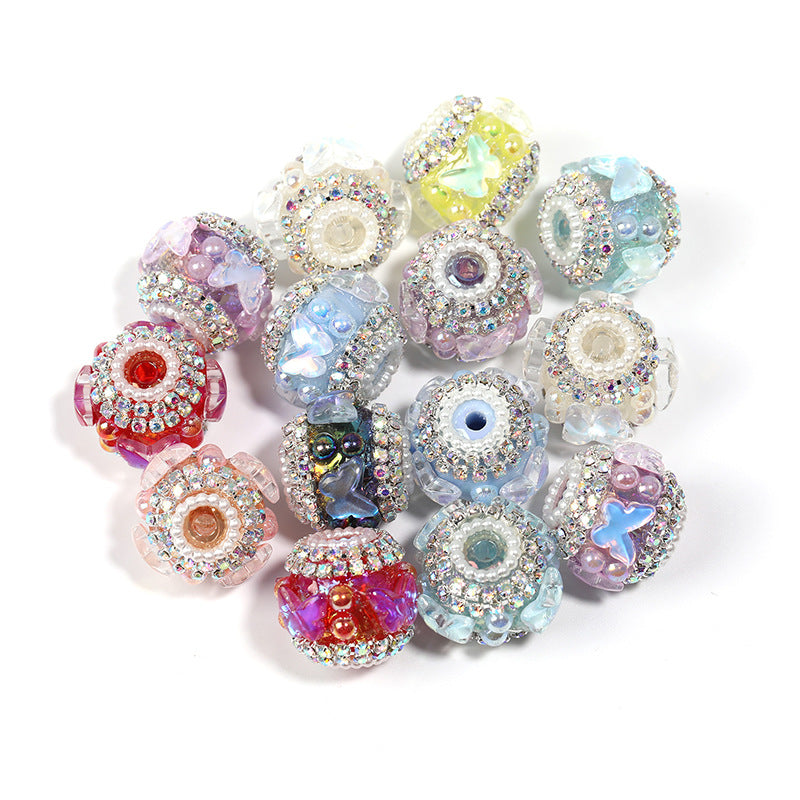 Wholesale 20pcs Heavy Industry Princess Butterfly Pearl Diamond Ball Rhinestone Chain DIY Beads